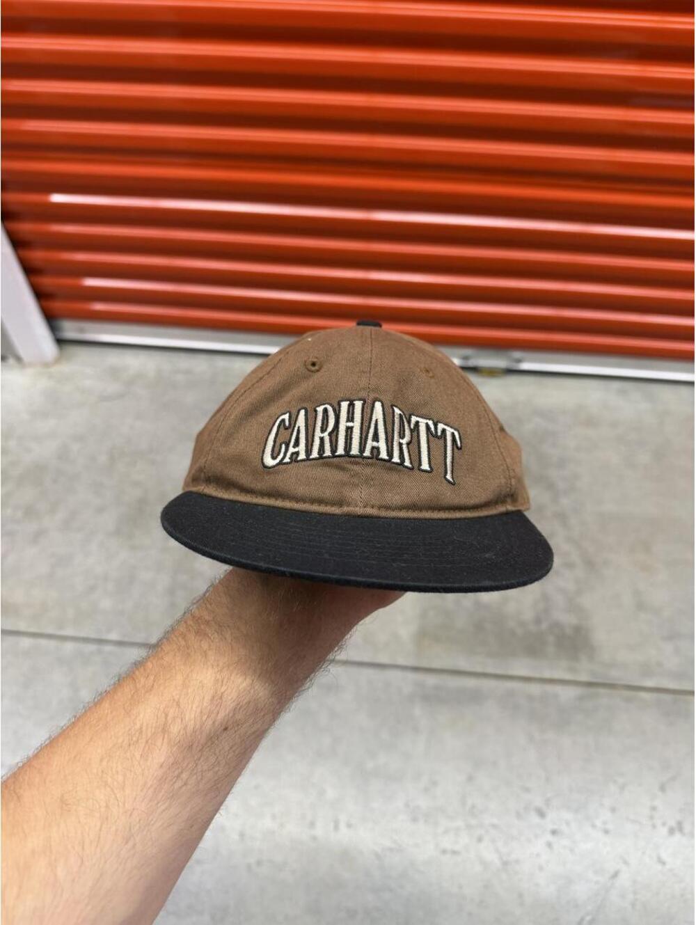 vintage carhartt wip brown and black strap back hat